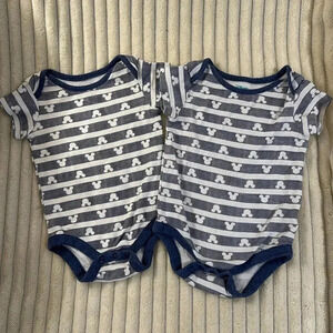 Disney - Mickey Mouse - pair of short sleeve newborn onesie tops